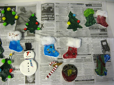 Some of the Xmas Clay Magnets made during my drop-in art workshop!